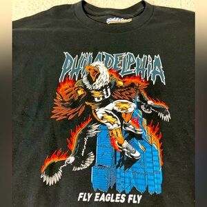 Philadelphia Eagles Fly Eagles Fly Burning Building Attack Black Tee